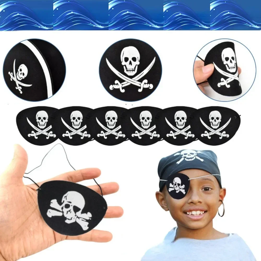 10pc Halloween Party Ne-eyed Dragon Skull One Eye Mask Felt Pirate Hat Makeup Ball Caribbean Funny Eye Mask Pirate Theme Decorat