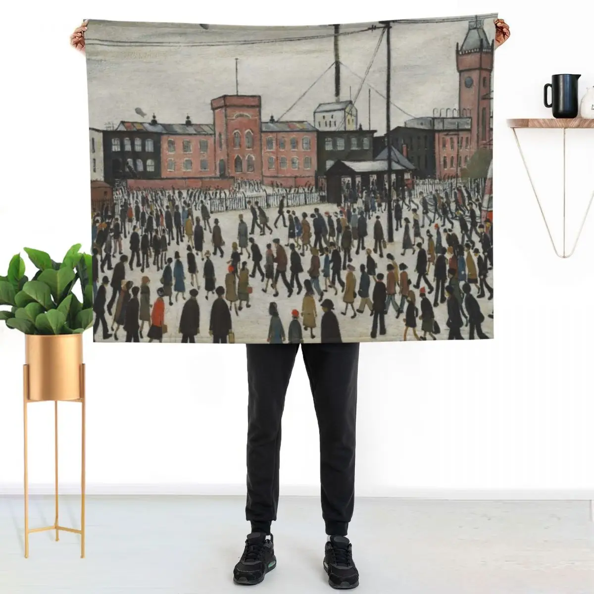 Going To Work (1943) by L S Lowry Throw Blanket Stuffeds Blankets For Sofas Sofa Hair Warm Comforter Blankets