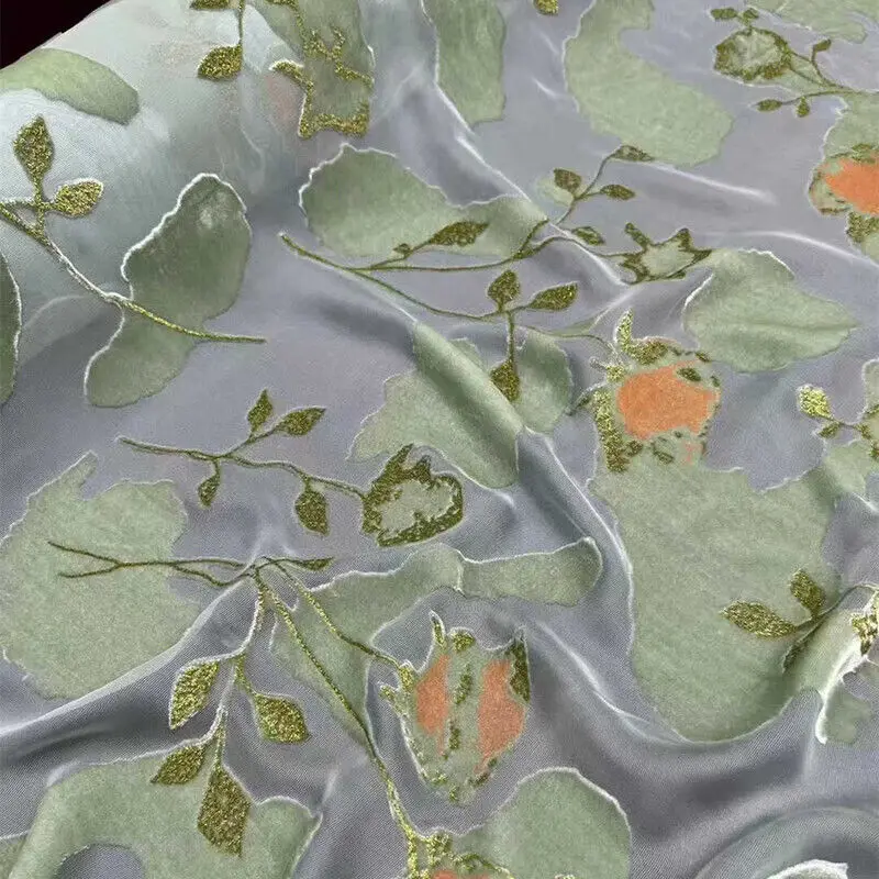 

Настоящий шелк, бархат, шелк, блестящая ткань с растительной кислотой и принтом, прозрачное китайское платье высокого класса с горящими цветами, ткань из настоящего шелка