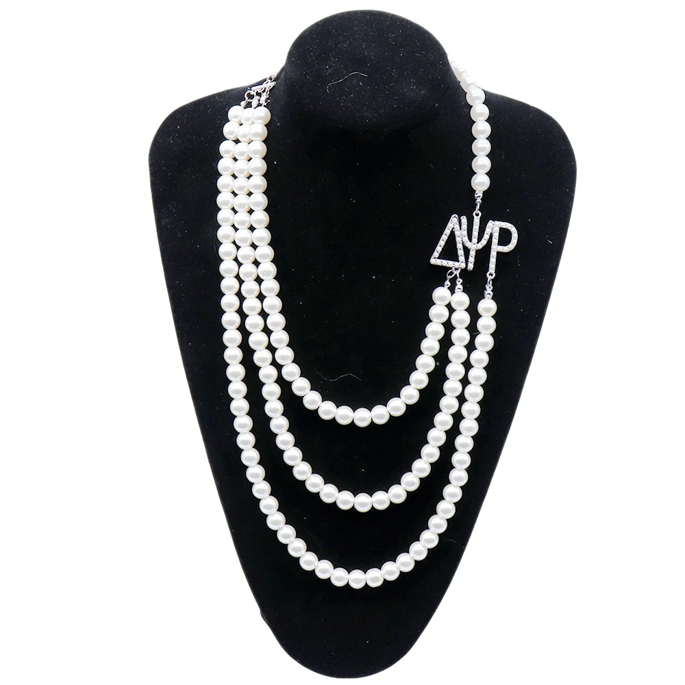 Imitation Pearl Strand Choker Statement Sorority Greek Letter Delta Psi ZETA Swing Phi Swing TLOD Philo Necklace for Women