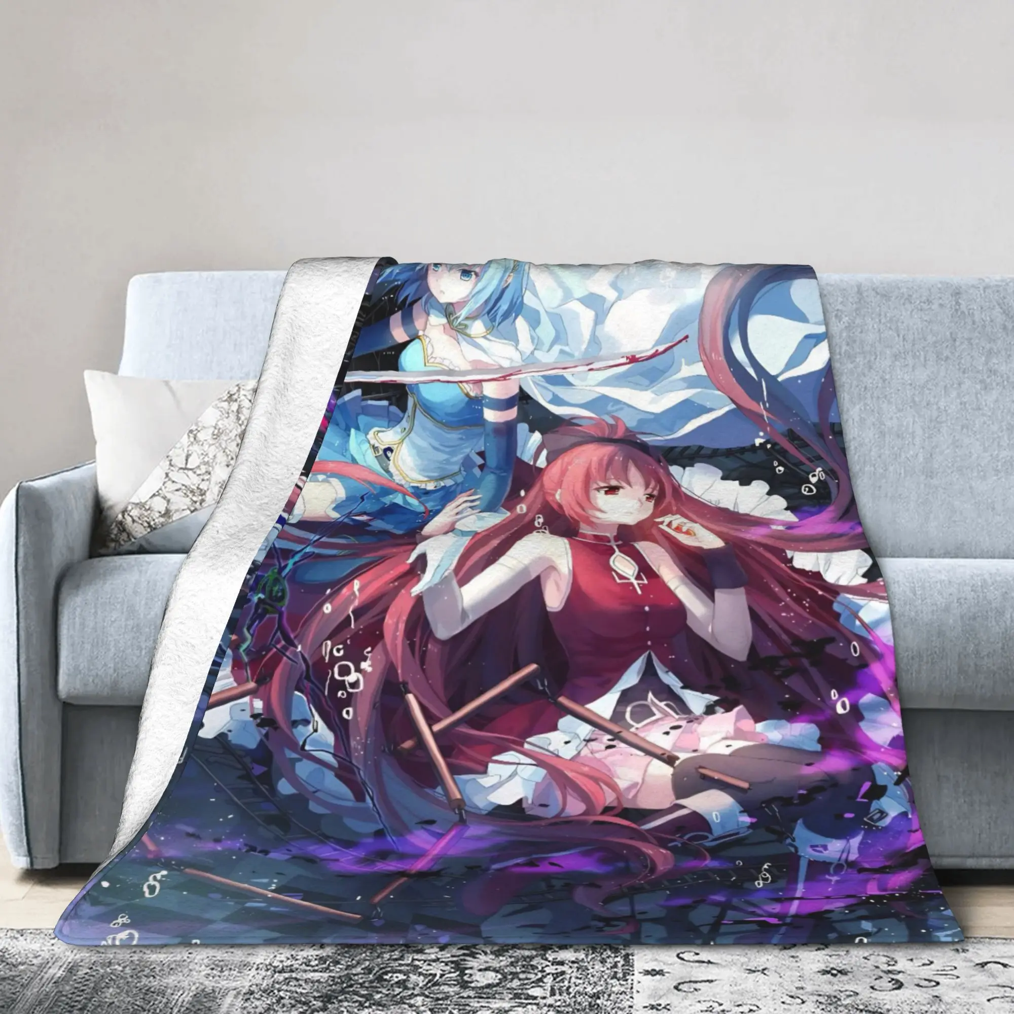 بطانيات Puella Magi Madoka Magica من الفلانيل ميكي ساياكا كيوكو ساكورا بطانية رمي دافئة محمولة للفراش مفرش سرير السيارة