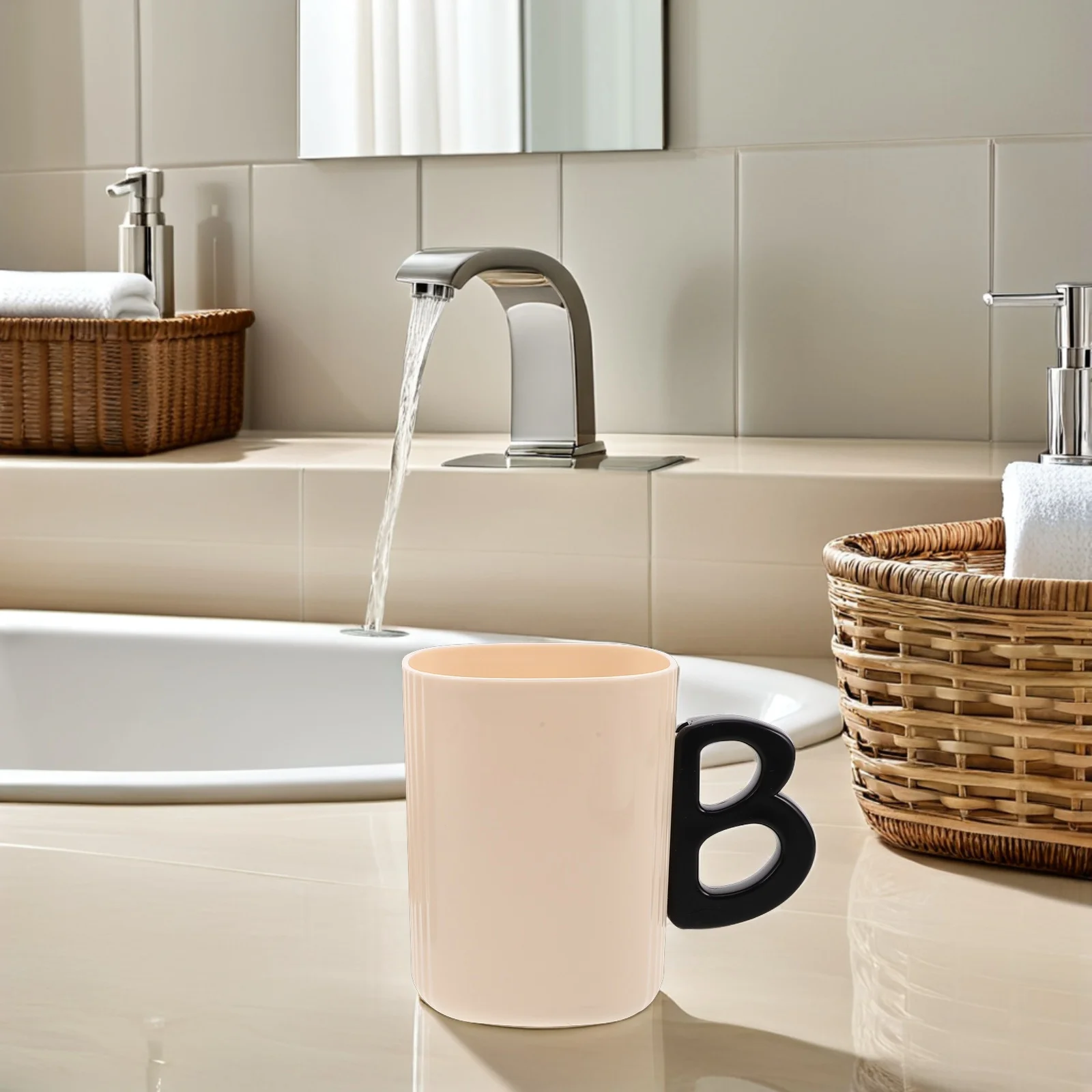 

2Pcs Couple Toothbrush Cups Set Portable Plastic Mouthwash Cups Stylish Bathroom Tumbler for Home Travel Dorm Daily Oral Care