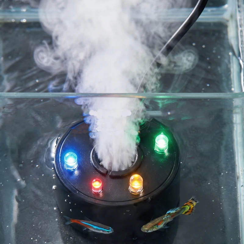 1 Stück 5V USB Nebelerzeuger Vernebler Wasserbrunnen Aquarium Teich Zerstäuberkopf mit 4 LED-Farblichtern – Detail 8