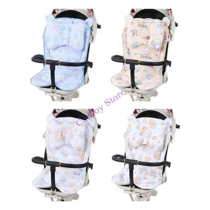 

Двусторонняя подушка для детской коляски, нескользящая основа из хлопчатобумажной ткани, которую можно стирать в машине, со для