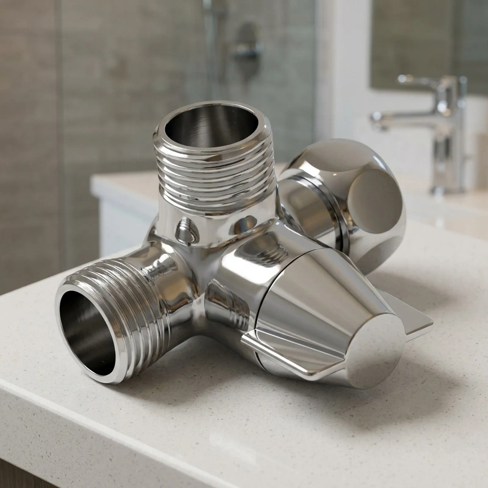1pc Diverter 3 Way Water Brass Splitter T-Adapter 1/2 inch Arm Bathroom Bracket Home Replacement Shower 1pc Diverter