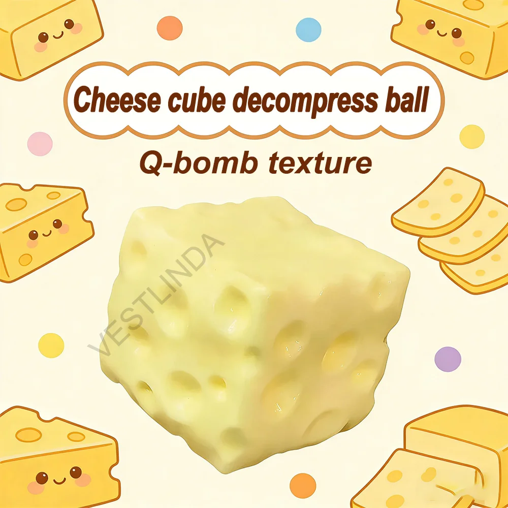

1/2 шт. Сенсорный антистресс-мяч в форме сыра, игрушка для снятия стресса, ASMR-игрушка, сильная эластичность, для снятия давления, подарки