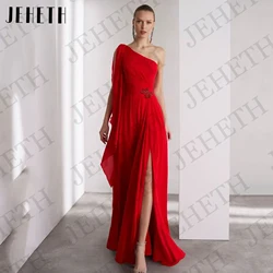 JEHETH Elegant One Shoulder Evening Prom Dresses for Women A Line Formal Party Dress Customized Chiffon vestidos fiesta mujer