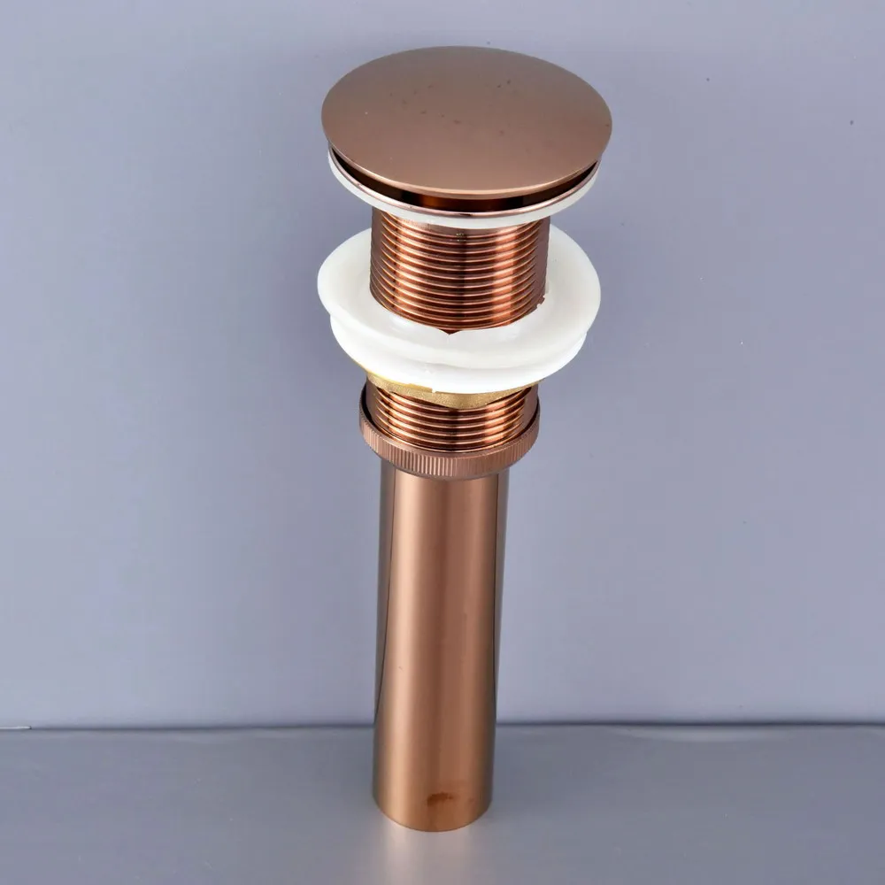 Rose Gold Color Brass Large Round Cap Pop Up Bathroom Sink Basin Waste / Drain Without Overflow Bathroom Accessory msd076