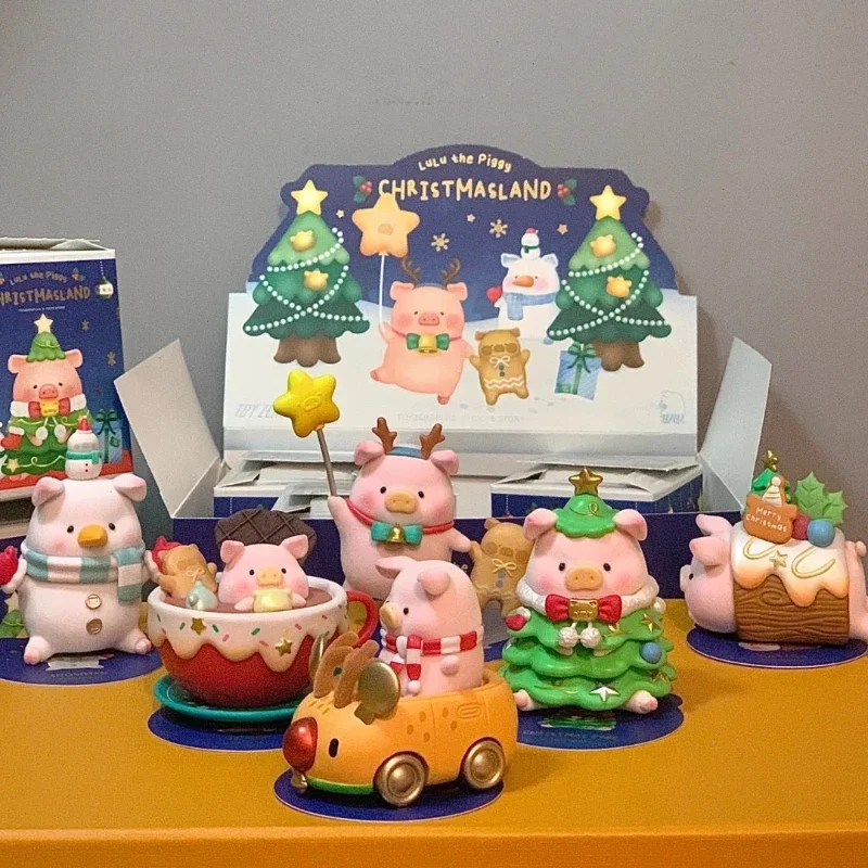 Lulu The Piggy Christmasland Series กล่องตาบอด Kawaii การ์ตูน Piggy ตัวเลข Surprise ของขวัญตุ๊กตาโต๊ะเครื่องประดับของเล่น