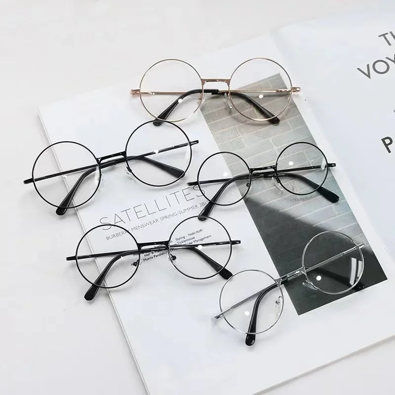 Computer Glasses Frame Women Men Metal Round Eyewear At Home Shopping Female Male Fashionable High-end Personalized Glasses