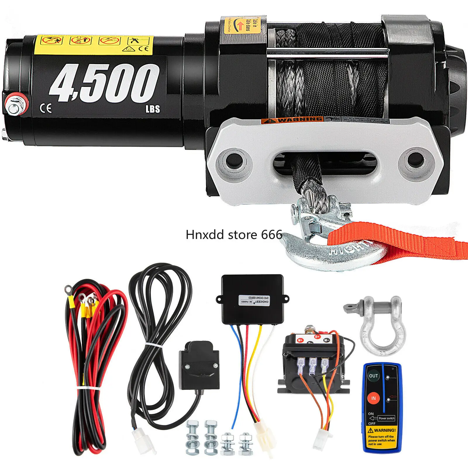 4500LBS Electric Recovery Winch Truck ATV 12V Wireless Remote Control Synthetic Rope Winches