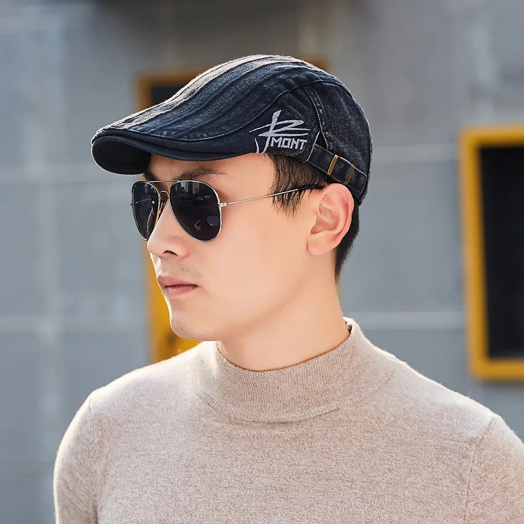 TOHUIYAN Washed Cotton Newsboy Cap For Men Retro Bone Visor Hat Streetwear Gentleman Flat Caps Male Casual Boinas Golf Hats