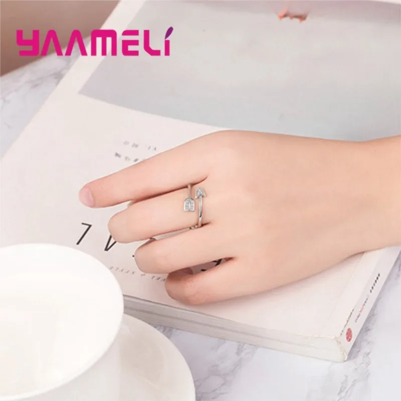 Hot Sale Women Special Arrow Shape Rings Adjustable 925 Sterling Silver Rings Fashion Anniversary Rings Jewelry Accessory