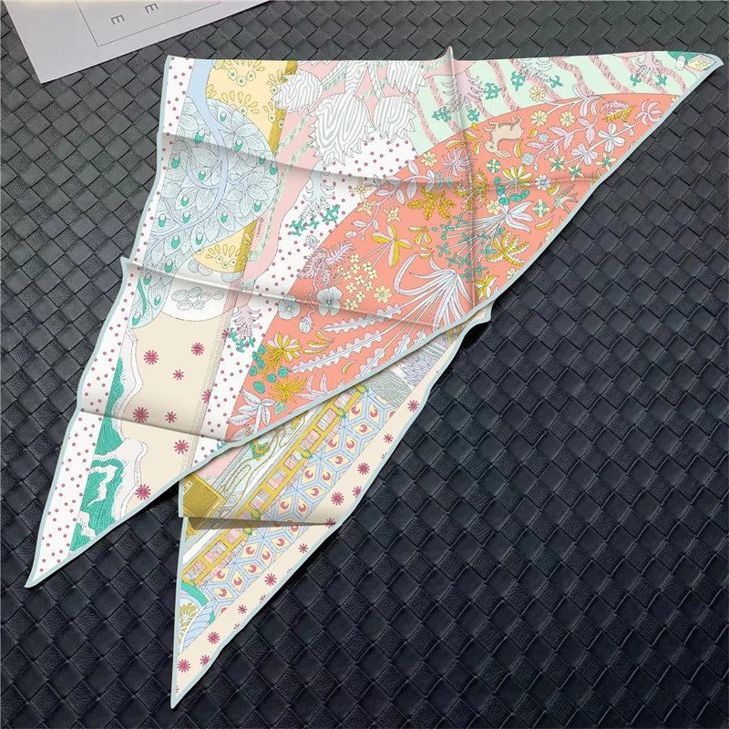 Seide Schal Frauen Regenwald Tiere Dreieck Schals Kopf Echarpes Seide Foulards Femme Wraps Strand Schals Bandana Dame Hijabs – Detail 24