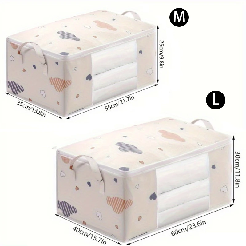 Large Capacity Clothing Storage Bag, Visible Window, Portable, Dustproof, Foldable, Suitable For Storing Blankets And Bedding