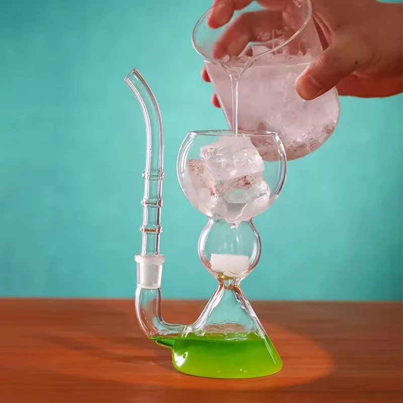 

Transparent Absinthe Glass/Glass Cup with Straw/Cocktail Glass/High Borosilicate Heat-Resistant Glass Cup