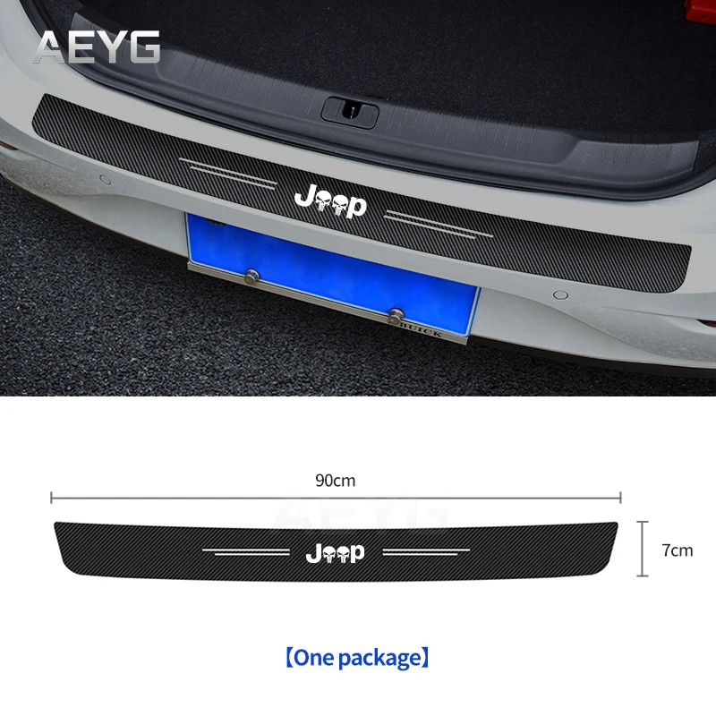 Carbon Fiber Car Rear Trunk Bumper Guard Stickers For Jeep Wrangler Grand Cherokee Compass Renegade Liberty Gladiator Patriot