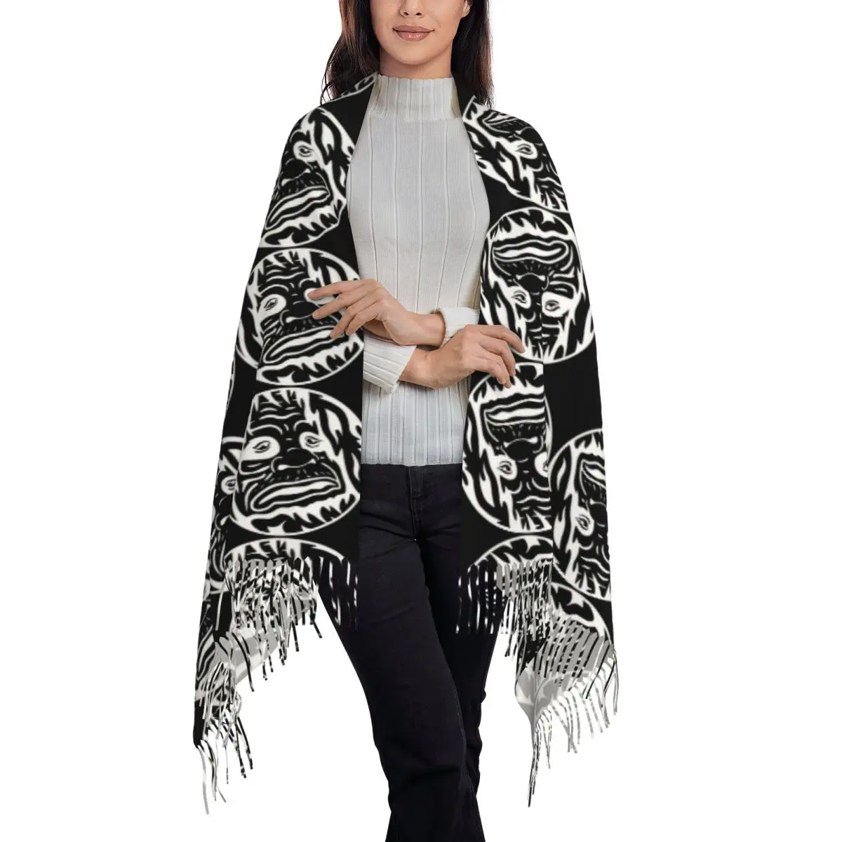 Cartoon The Big Lez Show Merch Logo Scarf Tassel Scarves Women Soft Warm Shawls and Wraps Large Fall Winter Shawl Wrap