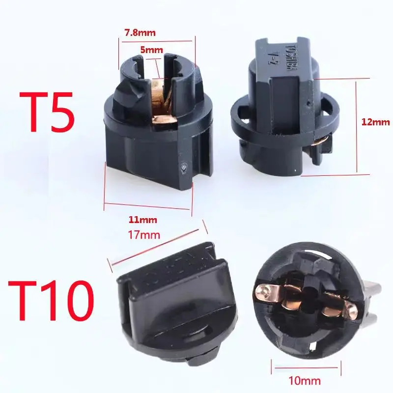 10Pcs T10-S1 T10-V2 T5-S1 T5-V2 T6.5-V2 T10-V3 B8.3D B8.4D B8.5D Car Light Socket Twist Lock Wedge Dash Light Base Twist Socket