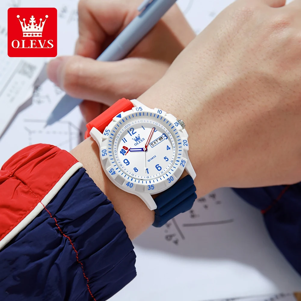 

OLEVS 2705 Brand original authentic watches for man luxury Gift Box Silicone strap student quartz men's watch children's watch