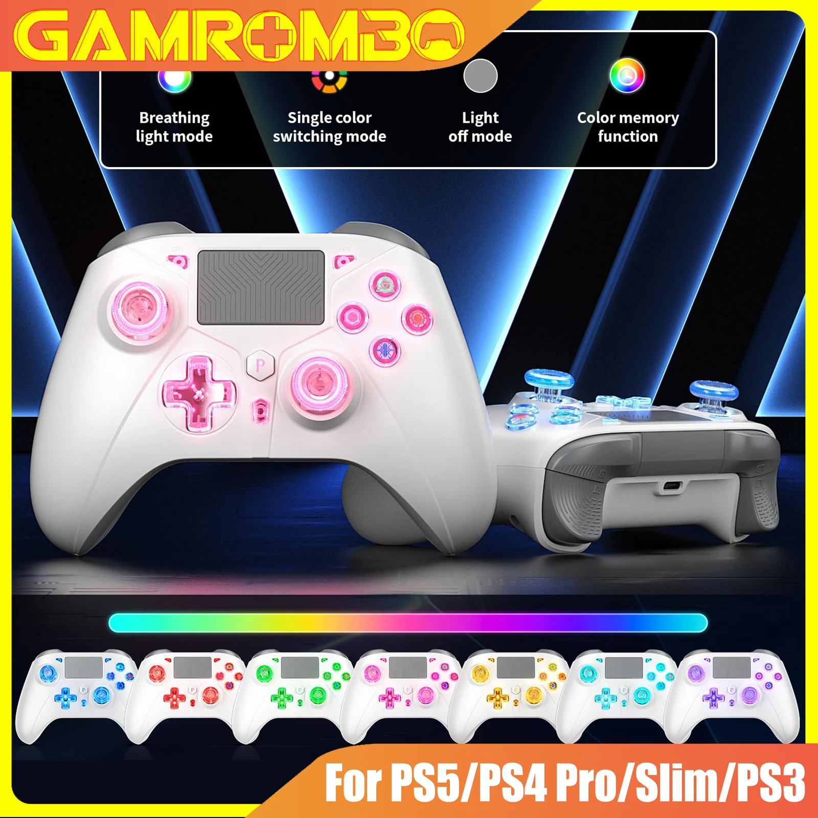 Controlador inalámbrico para PlayStation5/PS5/PS4/PC/iOS/Switch, Joystick de juego giroscopio de 6 ejes, vibración Dual, Turbo, mando de Control remoto