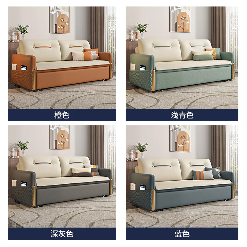 Sofá cama individual plegable de doble uso, pequeño apartamento, almacenamiento de madera maciza, moderno, sencillo, para estudio, balcón, cama combinada multifuncional
