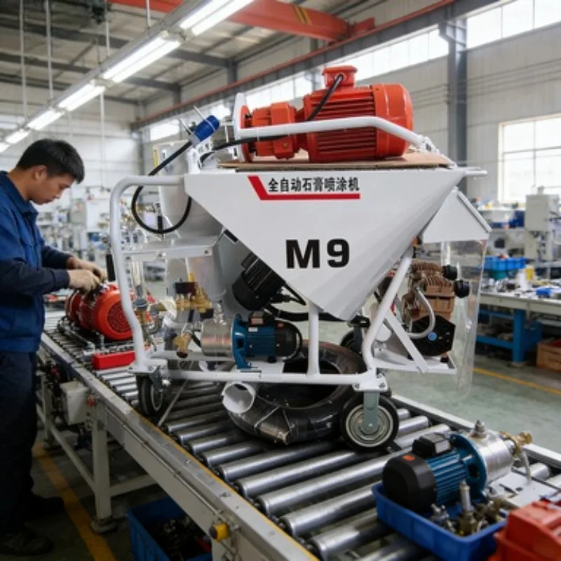 Professional Plaster Spraying Machine with Engine and Pump 220V/380V High Efficiency Cement Mortar Sprayer view 2
