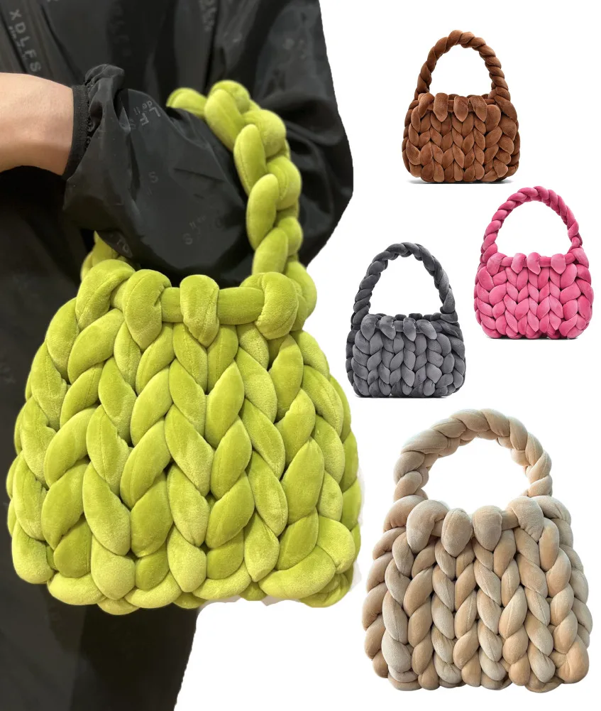 Diy Handwoven Tote Bags For Women Handmade Crochet Braided Purse Handbag Messenger Bag For Daily Christmas Birthday Party