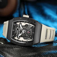 MEGIR Automatic Mechanical Watch for Men Fashion Sport Wristwatch with Stainless Steel Case Silicone Strap Luminous Hands