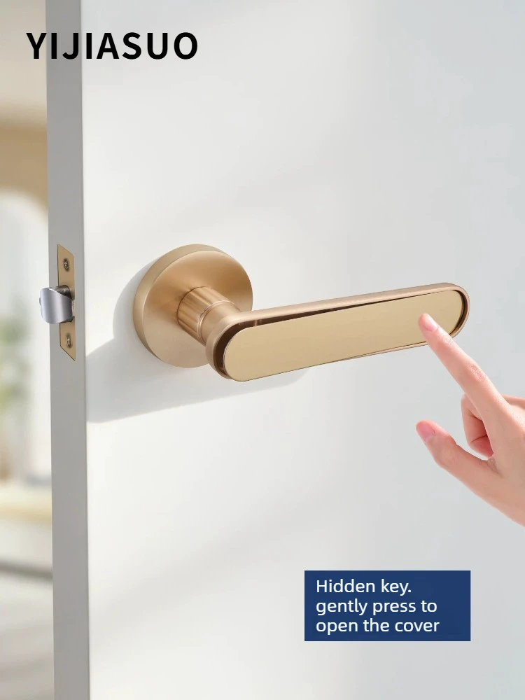 Modern Minimalist Interior Bedroom Door Lock, Simple Room Wooden Door Handle, Universal for Home Use, Silent Single Latch