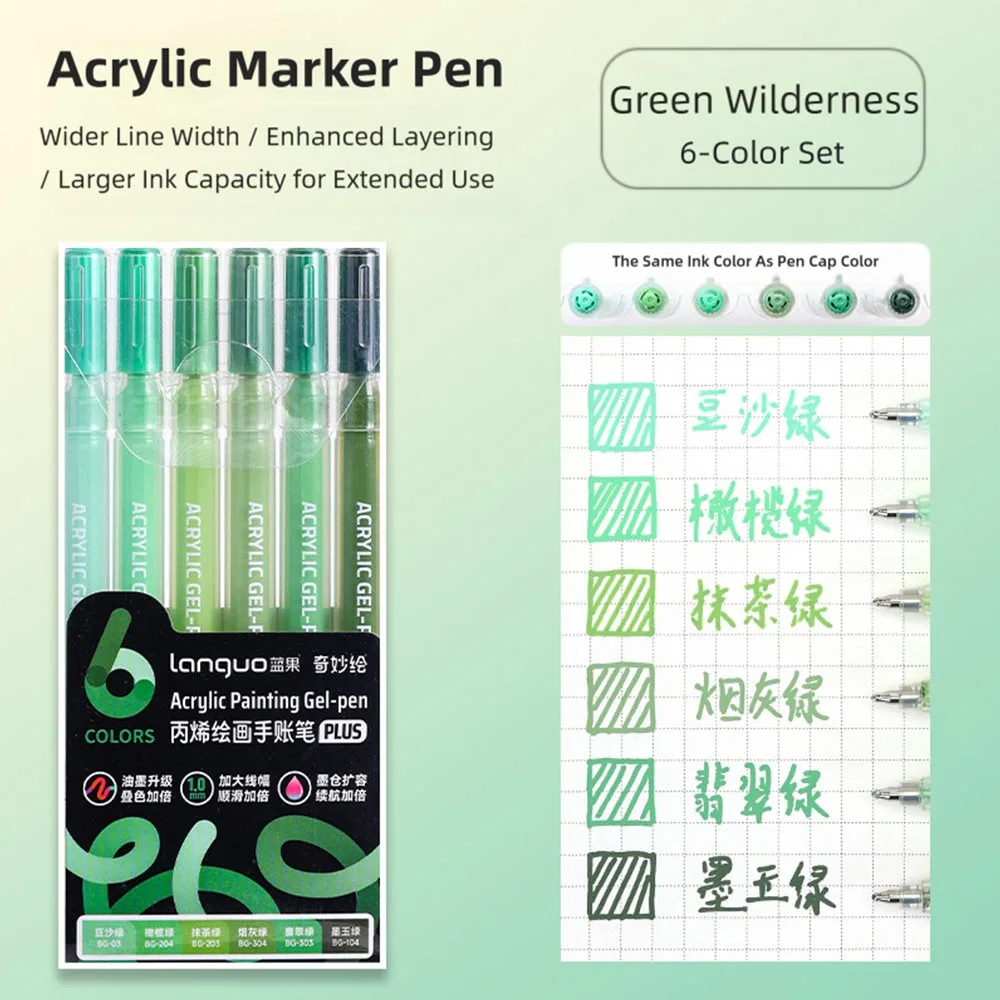 

6Colors/Set 1.0mm Tip Acrylic Painting Brush Art Drawing Multi-Purpose Color Graffiti Pen DIY Album Card Journaling Colored Pen