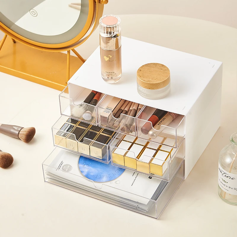 

3 Layer Desktop Organizer Drawer Storage Box Jewelry Box Organizer Transparent Clutter-Free Arrangement Container