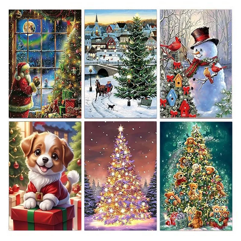 AB Diamantmalerei Weihnachtshirsch, Weihnachtsschneemann 5D-Diamantmalerei-Set (geeignet für Anfänger) DIY-Mosaikdekoration