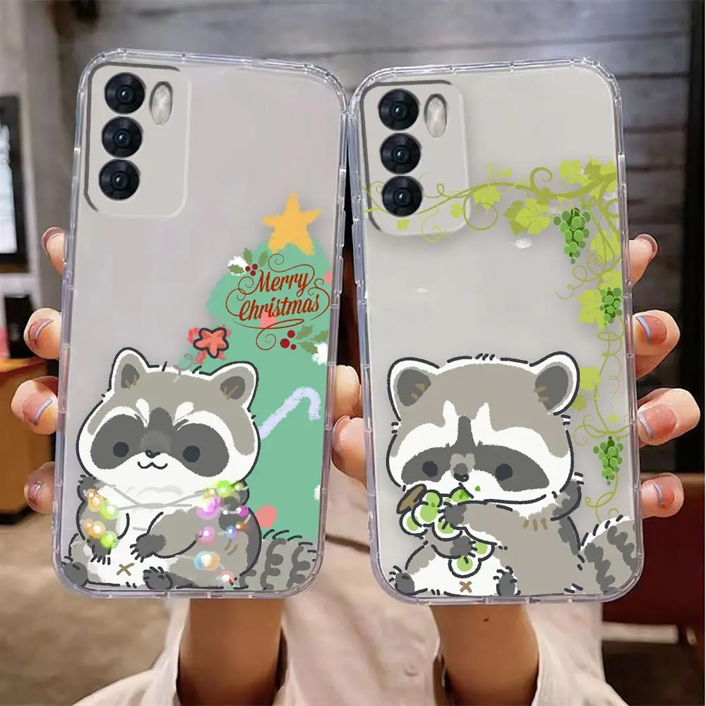 Clear Phone Case For VIVO Y32 Y33S Y50 Y51S Y52S Y53S Y55S Y95 Y97 V20 5G 4G Case Funda Coque Capa Shell Cover Lovely Raccoon