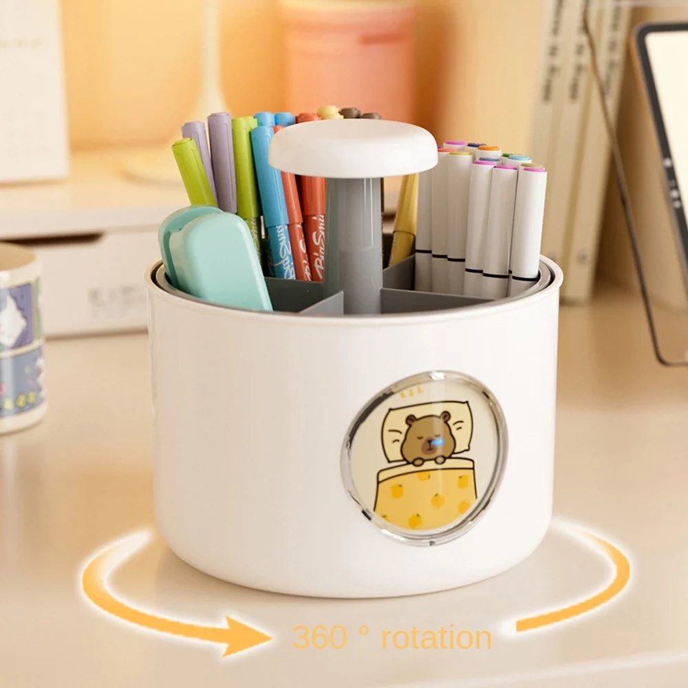 

4 Patterns Capybara Rotating Pen Holder Rotatable Large Capacity Capybara Desktop Storage Box Multifunctional Cute