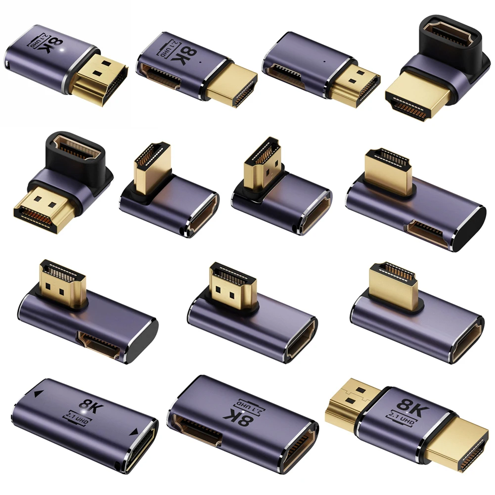 HDMI-kompatibel Adapter Splitter Stecker auf Buchse 90 270 Grad Rechts Links Konverter 8K @ 60Hz Extender für PS4 HDTV Laptop Monitor