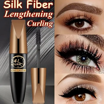 5D Eye Black Mascara Waterproof Lengthens Eyelashes Extension Silk Fiber Mascare Eye…