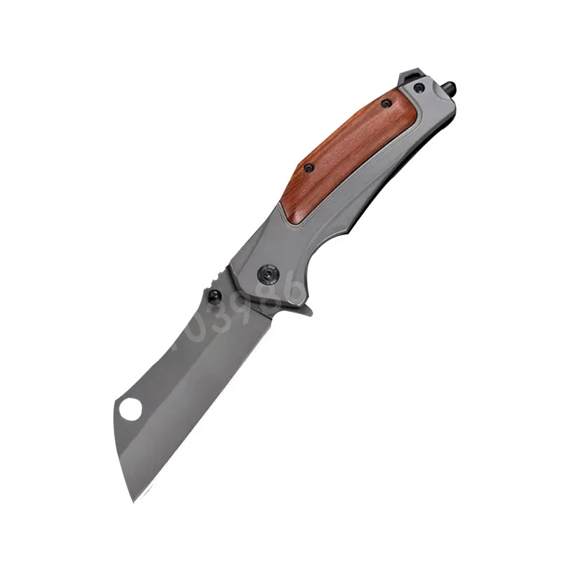 سكين DA107 قابل للطي مع شفرة 5Cr13Mo 420 جسم فولاذي يتميز بمقبض خشبي ملون للنزهات الخارجية وسكين نزهة الفواكه #1