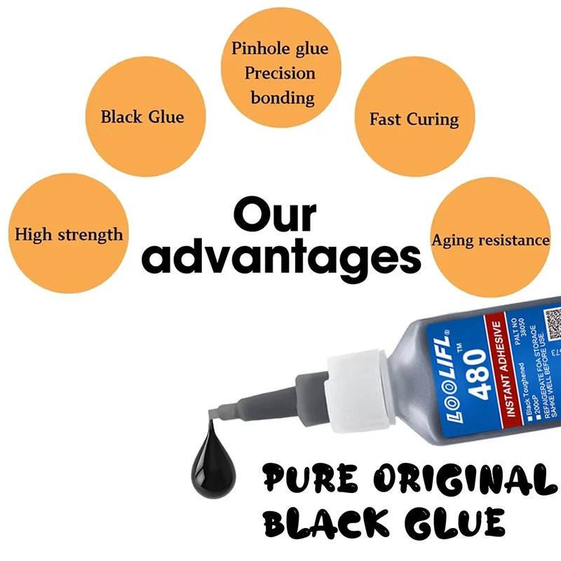 Loolifl480 Instant Rubber Glue, Black Cyanoacrylate Adhesive, Suitable for Repairing Rubber, Leather, Metal, Ceramics, Shoes, and Electronic Products, High-Strength Flexible Instant Strong Glue, Universal Quick-Drying Adhesive, Suitable for Bonding Rubber Products and Home Maintenance - view 4