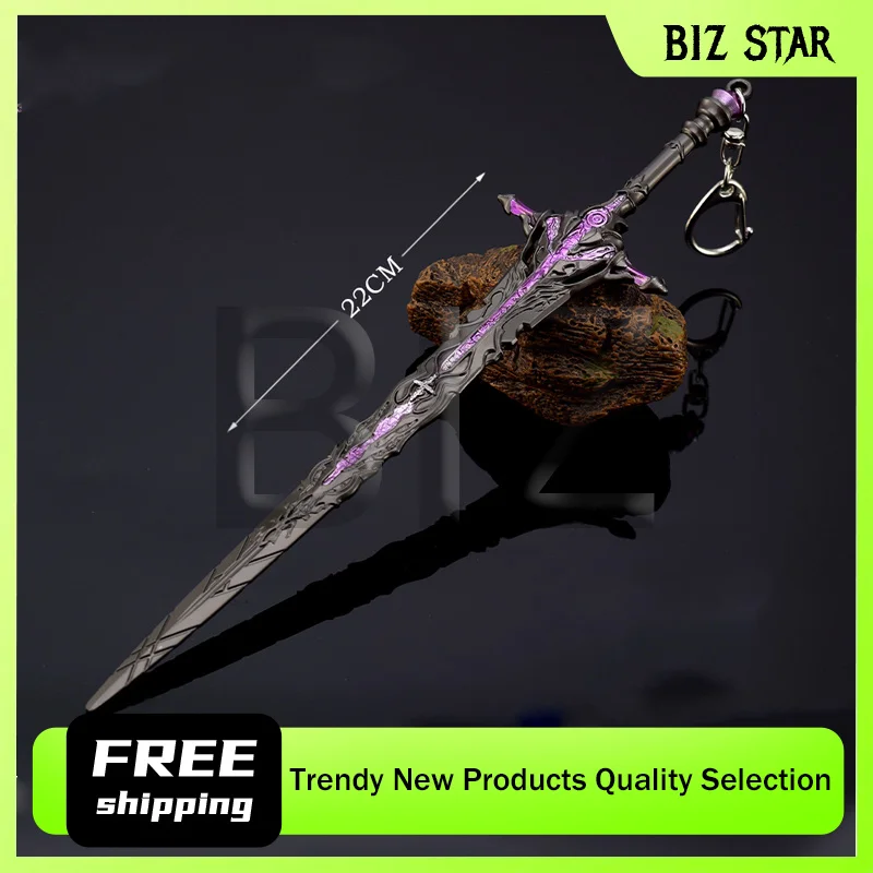 22cm/8.66in Fantasy Game Peripheral Omega Sword metal Weapon KeyChain Solo Leveling Sword Model Props Uncut Knife Craft Boy Gift