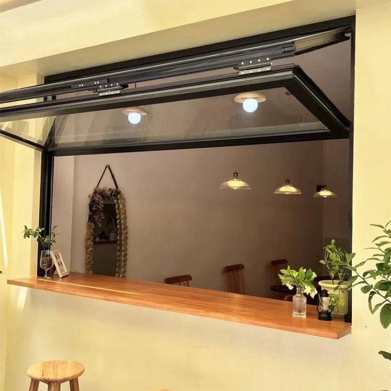 custom. [Hover] Aluminum Alloy Frame Folding Window Full Open Soundproof Tempered Glass Bar Sliding Window