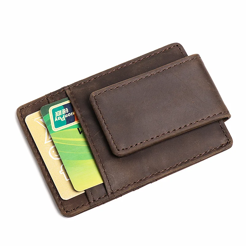 Portafoglio da uomo in pelle vintage con blocco RFID con molteplici scomparti per carte e chiusura magnetica