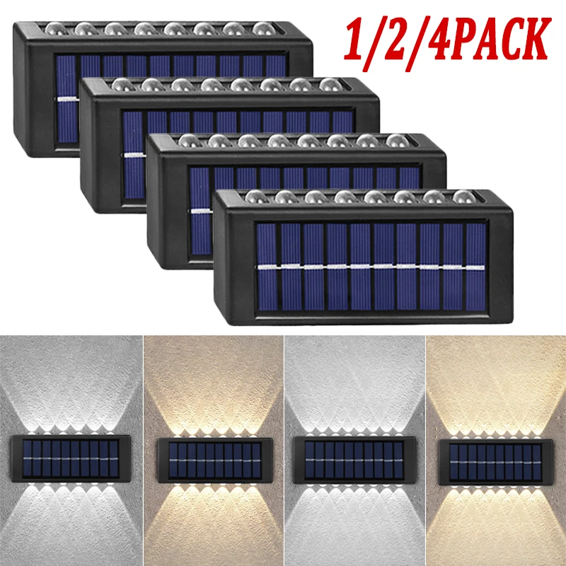 16LED Outdoor Solar Wall Lights Waterproof Garden Glow Up and Down Lighting Decoration For Patio Balcony Yard Exterior