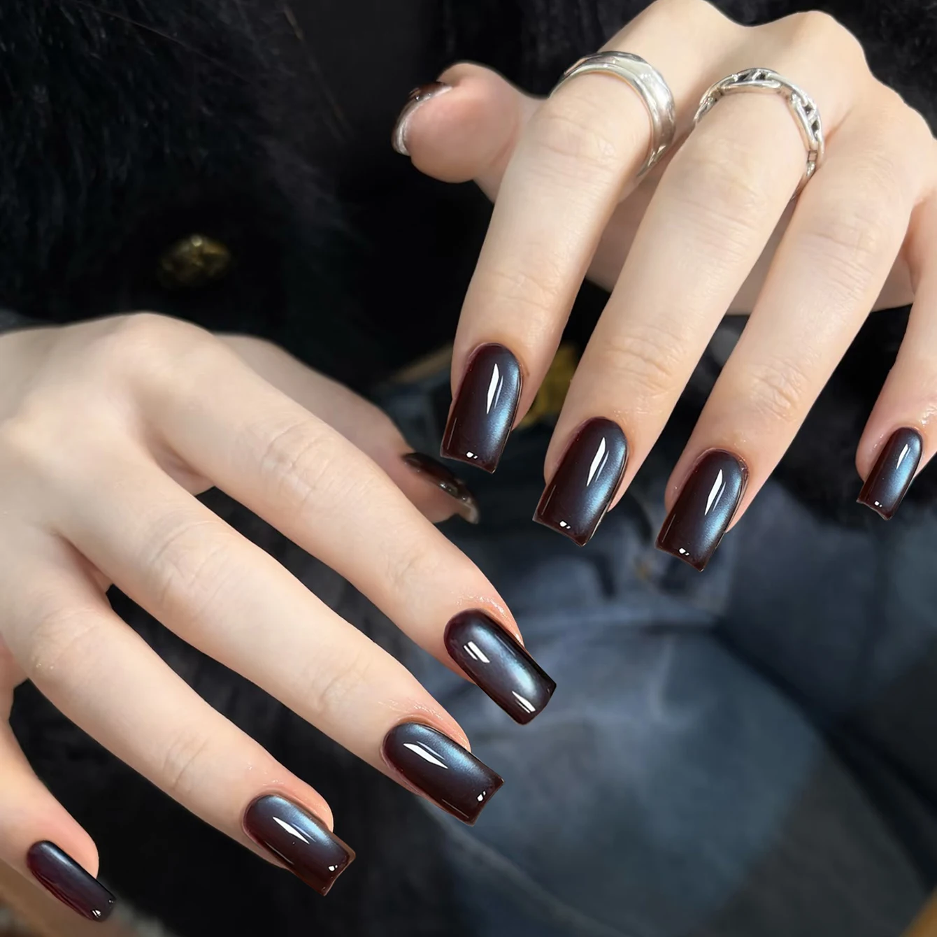 SHAKA 1pcs Popular Whitening Black Brown Blue Cat Eye Gel Nail Polish Sparkling Caramel Chocolate Brown Glass Beads Nail Art