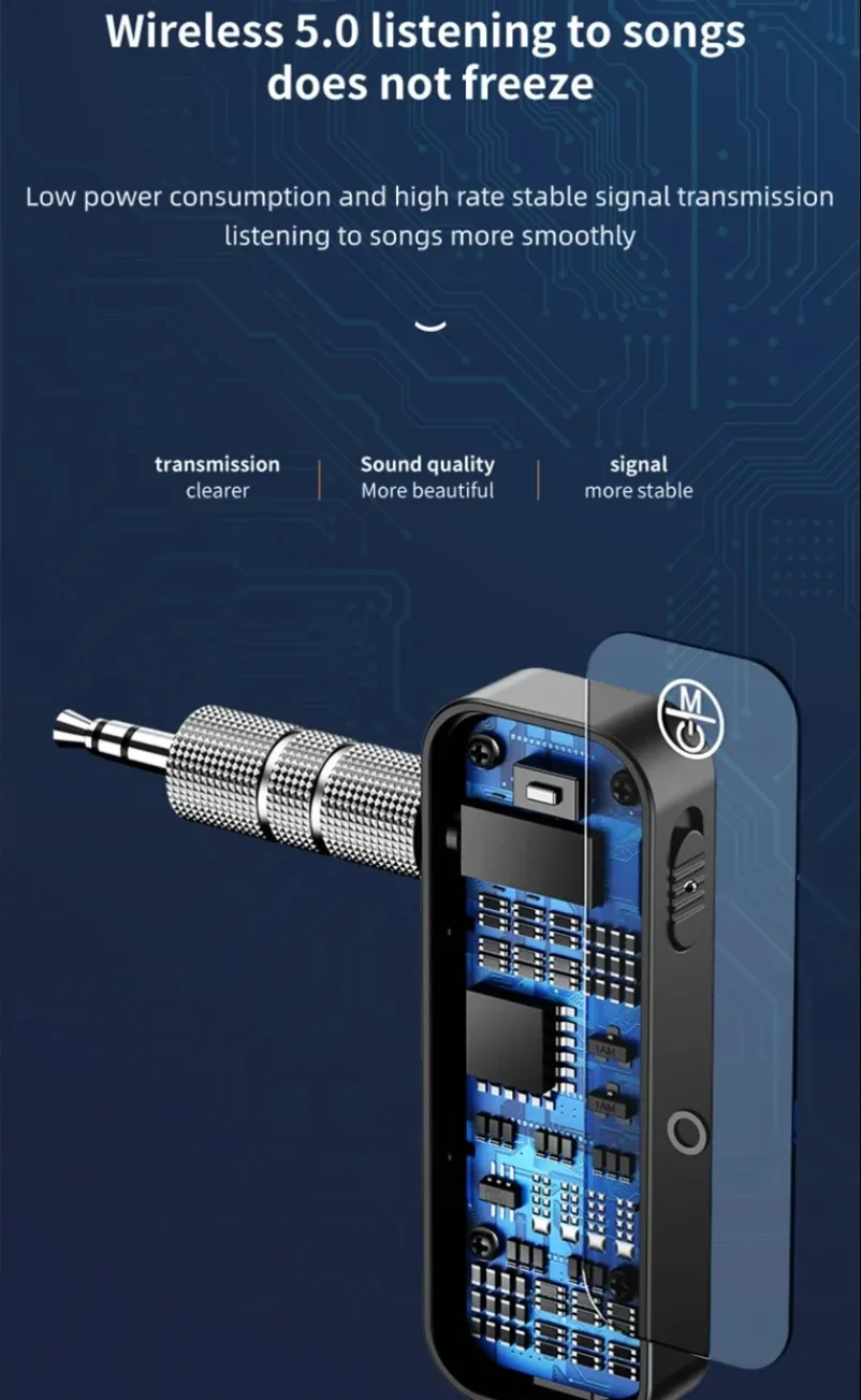 Bluetooth 6.0 Audio Wireless Adapter Empfänger Sender Freisprecheinrichtung 3,5mm AUX-Anschluss USB-Dongle Stereo-Musik für TV PC Auto-Kit – Detail 9