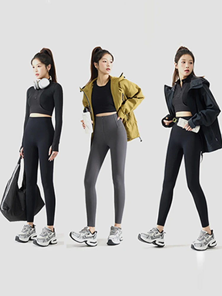 ハイウエストヨガパンツ レディースフィットネスパンツ アウターウェア ジッパー付き ダブルボタン ey ark パンツ 通気性 ストレッチ