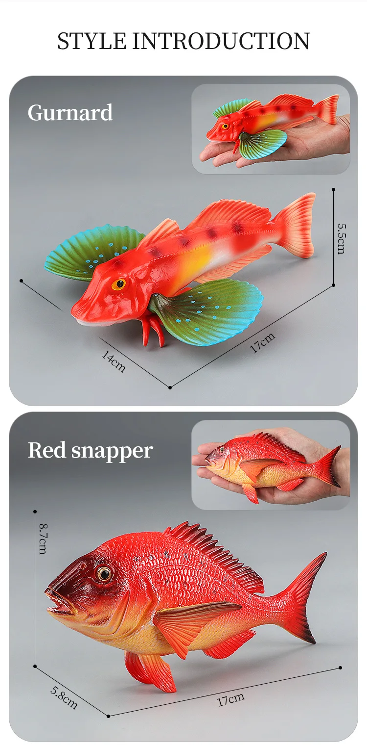 Meeresleben-Tiere-Modell, Actionfiguren-Set – Ozeanfisch, Thunfisch, Segelfisch, Bass, Zacker, Lachs, PVC, Lernspielzeug für Kinder – Detail 3
