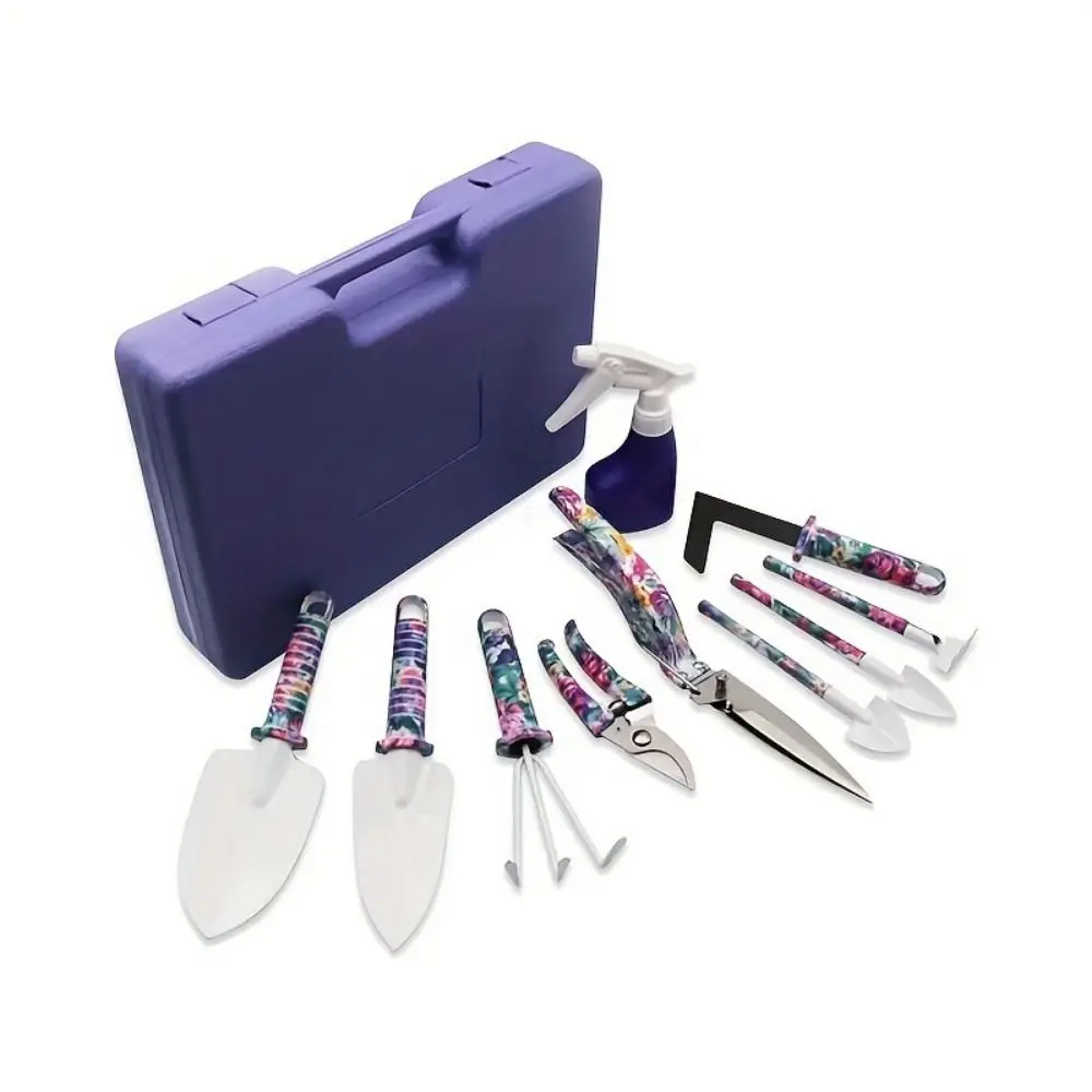 

5/10Pcs Floral Print Horticultural Planting Tools Set Ergonomic Handle Non-Slip Grip Planting Garden Tools Kit Multifunctional
