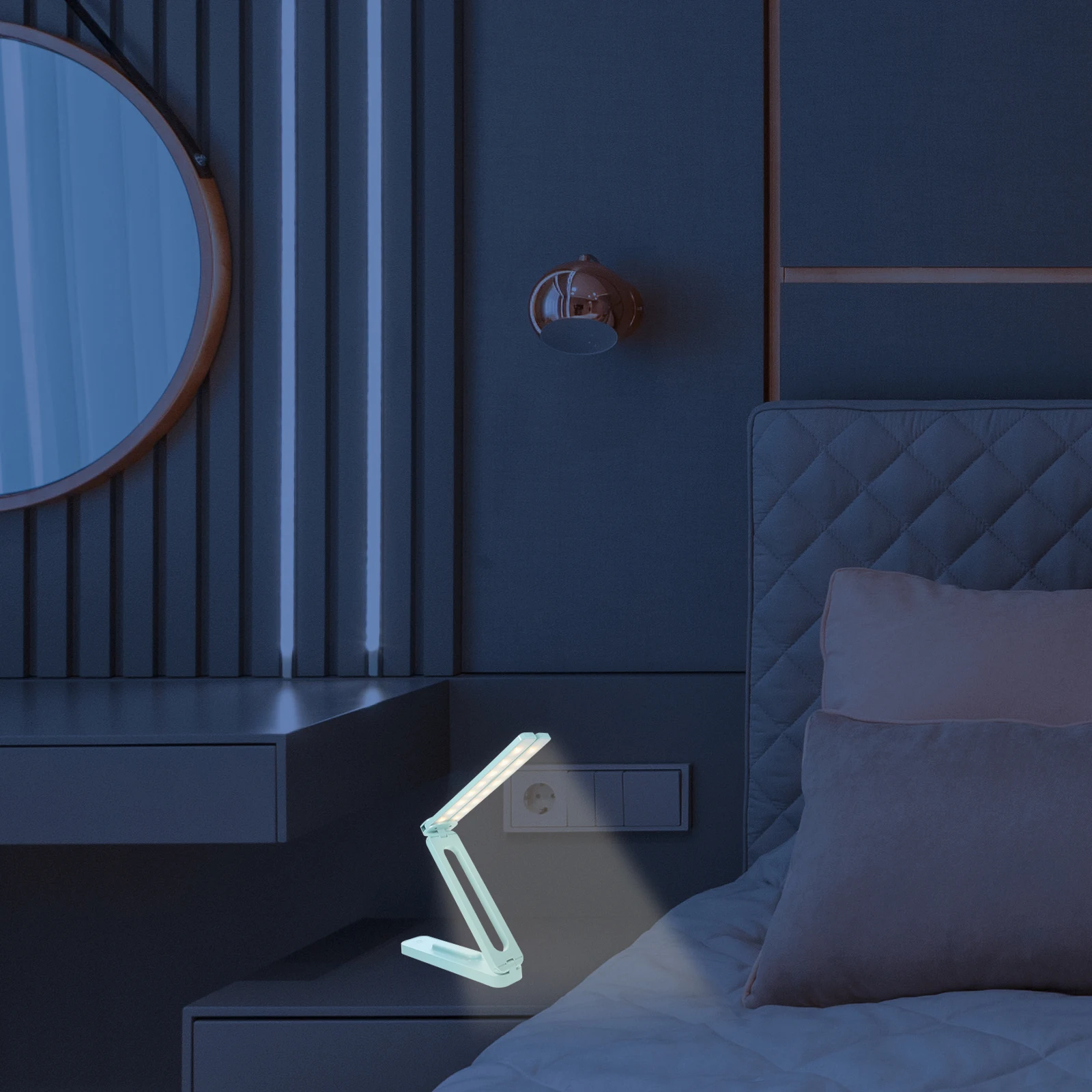 

Foldable Led Desk Lamp Rechargeable Double Head Bedside Light Usb Nightlight Cordless Foldable Lamp Adjustable Brightness