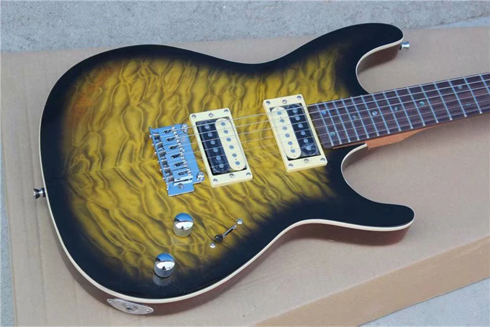 Tobacco Sunburst Electric Guitar with Quilted Maple Veneer,Rosewood Fretboard with 24 Frets